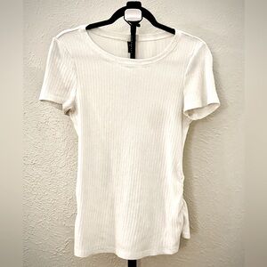 White Ribbed Maternity T-Shirt